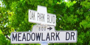 Oak Park Villas Entrence is on the corner of Oak Park Blvd and meadowlark drive Arroyo Grande
